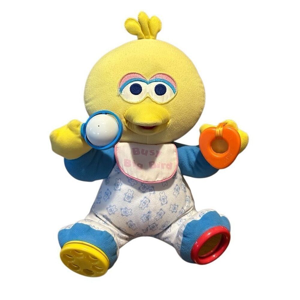 Vintage BUSY 15" BIG BIRD Baby Activity Center Plush Sesame Street PlaySkool